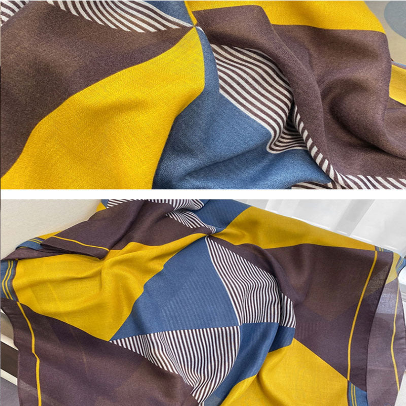 Elegant Geometric Print Women's Silk Scarf