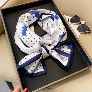 Elegant Floral Artificial Silk Scarf & Hair Band – Versatile Rayon Fashion Accessory