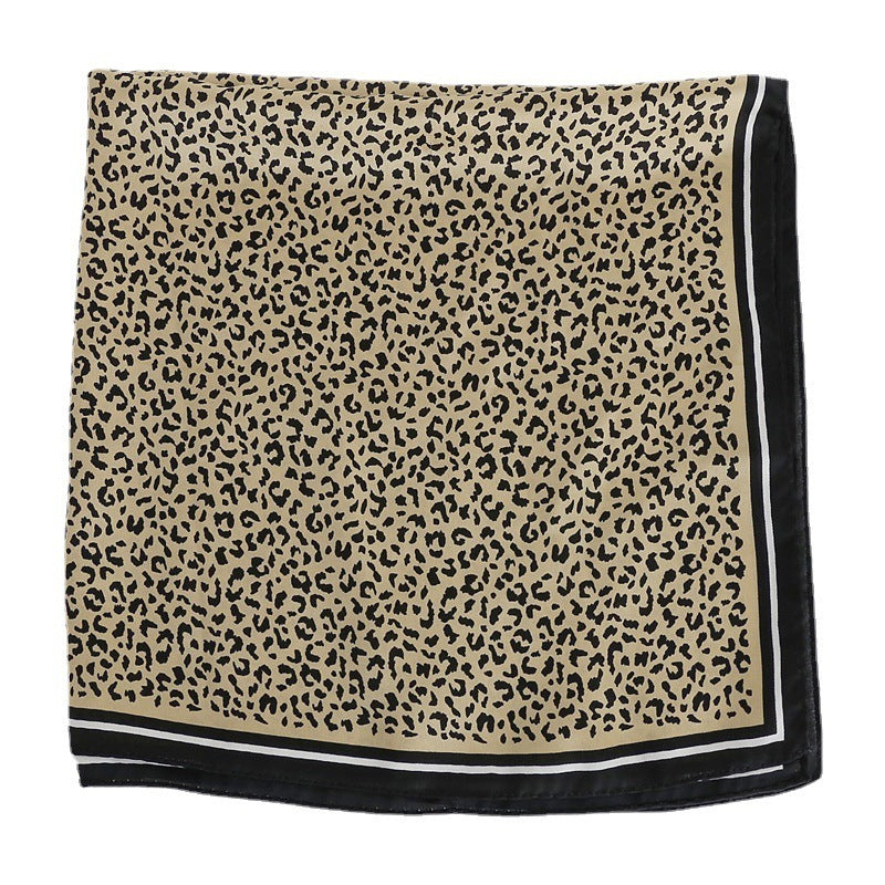 Artificial Silk Leopard Print Scarf – Stylish Square Silk Scarf for Women (70x70cm)