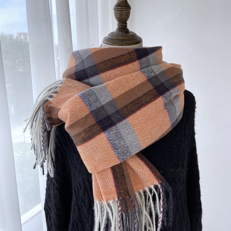 Women's Plaid Winter Scarf – Soft Cashmere-Feel Wrap (180x70cm)