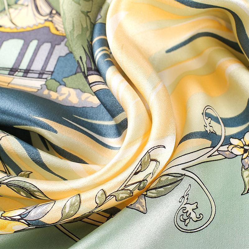Women's Fashionable Mulberry Silk Scarf – Elegant Printed Square Wrap (70x70cm)