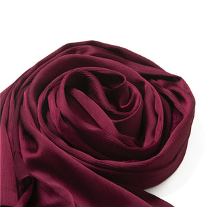 Solid Color Silk Scarf – Elegant Crepe Polyester Wrap for All Seasons (180x70cm)