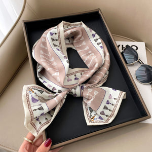 Elegant Floral Artificial Silk Scarf & Hair Band – Versatile Rayon Fashion Accessory