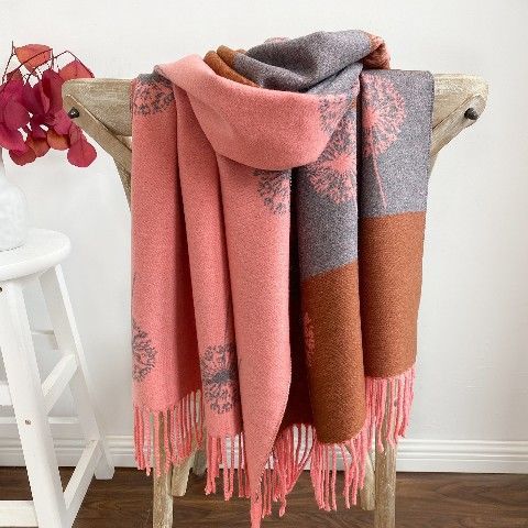Autumn & Winter Cashmere Dandelion Jacquard Scarf (190x70cm)