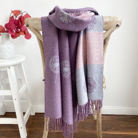 Autumn & Winter Cashmere Dandelion Jacquard Scarf (190x70cm)