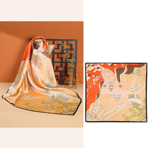 Women's Fashionable Mulberry Silk Scarf – Elegant Printed Square Wrap (70x70cm)