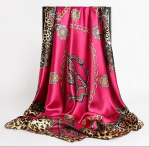 Scarf Fashion – Leopard Print Silk Satin Scarf