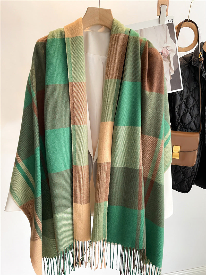 Korean Style Plaid Scarf – Unisex Winter Shawl