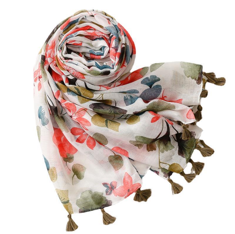 Vintage Floral Women's Silk Scarf – Elegant Polyester Wrap (180x85cm)