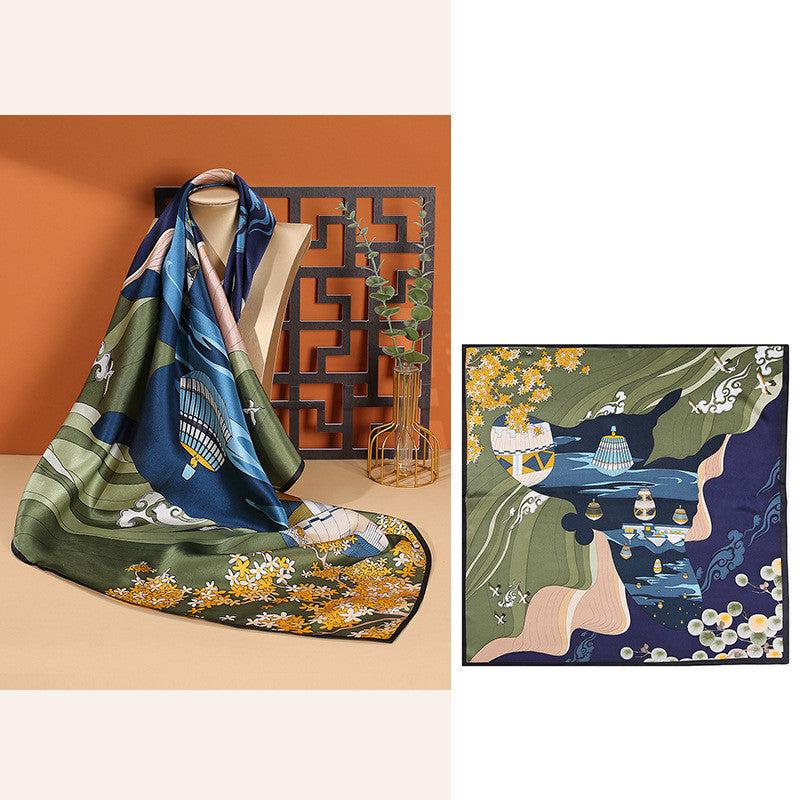 Women's Fashionable Mulberry Silk Scarf – Elegant Printed Square Wrap (70x70cm)