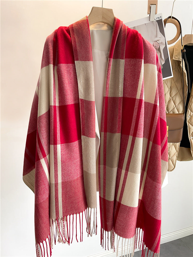 Korean Style Plaid Scarf – Unisex Winter Shawl