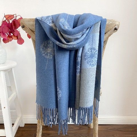 Autumn & Winter Cashmere Dandelion Jacquard Scarf (190x70cm)