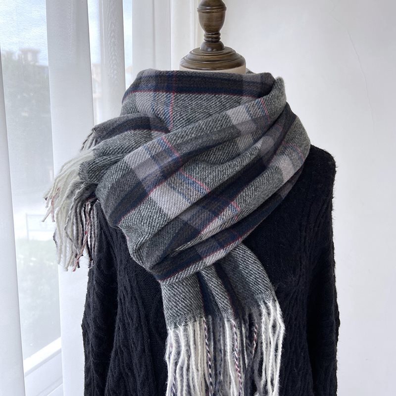 Women's Plaid Winter Scarf – Soft Cashmere-Feel Wrap (180x70cm)