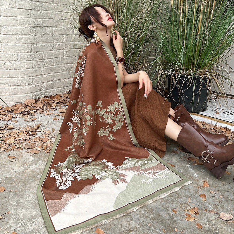 Autumn & Winter New Chinese Style Artificial Cashmere Scarf for Women
