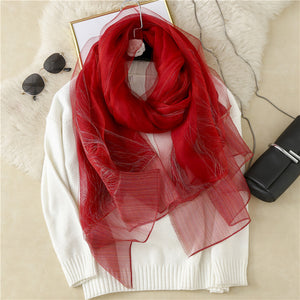 Women's Elegant Wool Silk Scarf – Soft & Warm Tie-Dye Wrap (200x75cm)