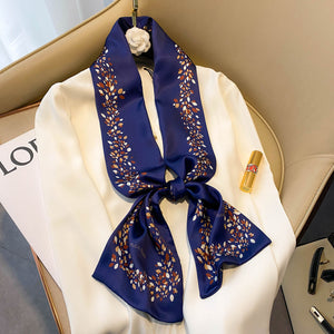 Elegant Floral Artificial Silk Scarf & Hair Band – Versatile Rayon Fashion Accessory