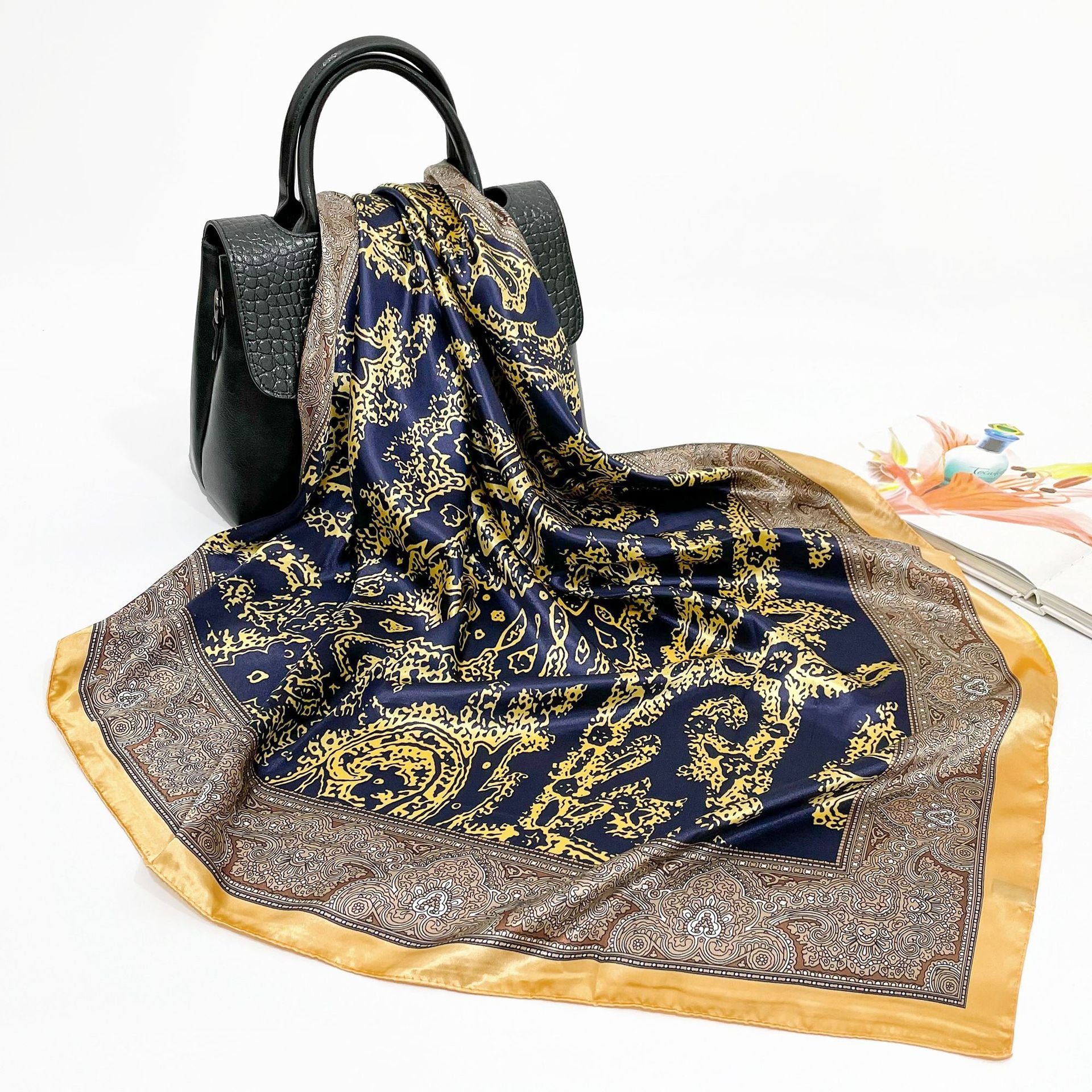 Elegant 90cm Silk Square Scarf – Lightweight & Stylish for All Seasons