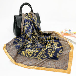 Elegant 90cm Silk Square Scarf – Lightweight & Stylish for All Seasons