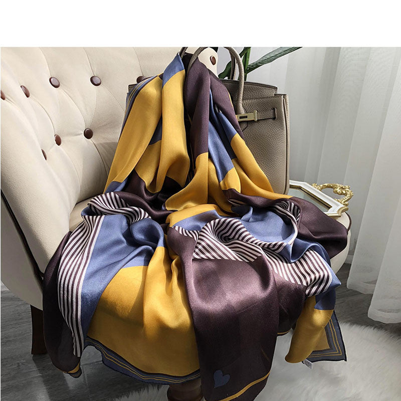 Elegant Geometric Print Women's Silk Scarf