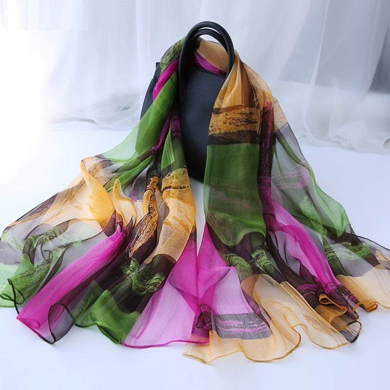 Ladies' Fashion Versatile Decorative Silk Scarf – Elegant & Chic
