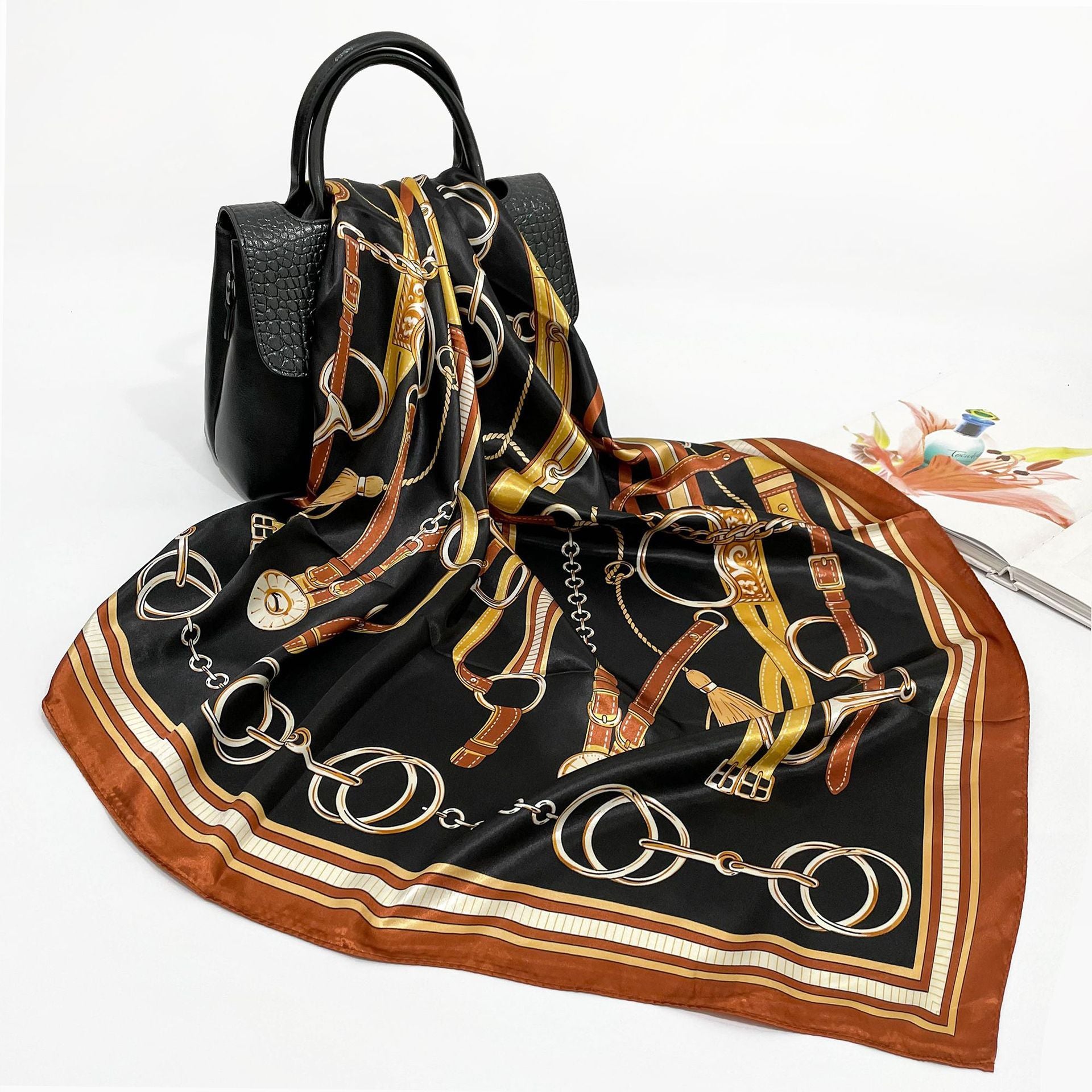 Elegant 90cm Silk Square Scarf – Lightweight & Stylish for All Seasons