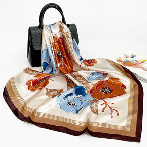 Elegant 90cm Silk Square Scarf – Lightweight & Stylish for All Seasons