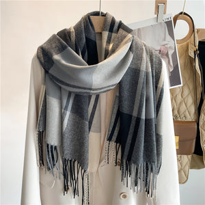 Korean Style Plaid Scarf – Unisex Winter Shawl