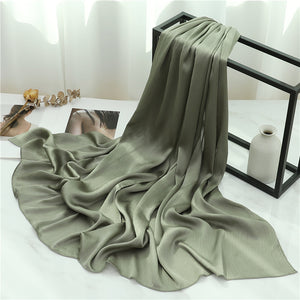 Solid Color Silk Scarf – Elegant Crepe Polyester Wrap for All Seasons (180x70cm)