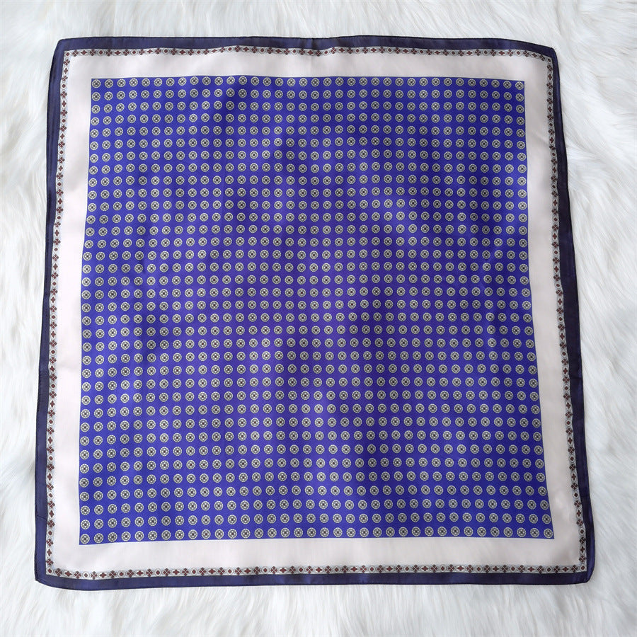 Square Imitated Silk Scarf – Geometric Pattern