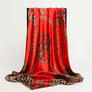 Scarf Fashion – Leopard Print Silk Satin Scarf