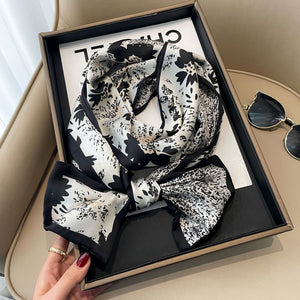Elegant Floral Artificial Silk Scarf & Hair Band – Versatile Rayon Fashion Accessory