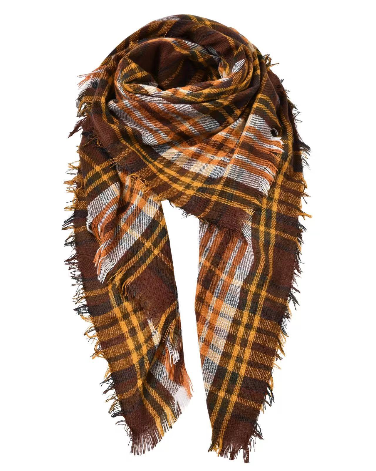 European & American Autumn and Winter Plaid Square Scarf Shawl