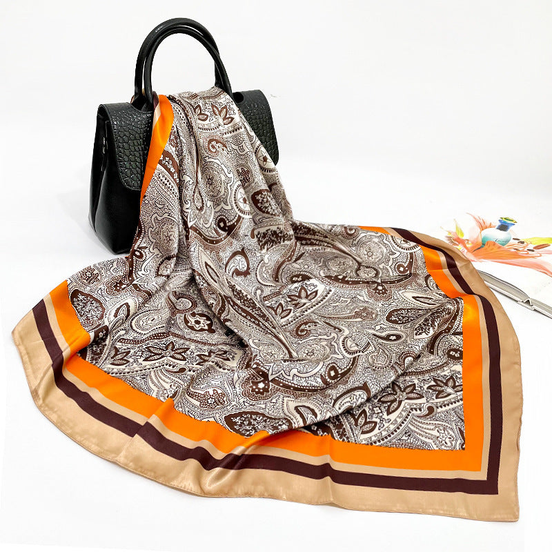 Elegant 90cm Silk Square Scarf – Lightweight & Stylish for All Seasons
