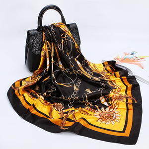 Elegant 90cm Silk Square Scarf – Lightweight & Stylish for All Seasons
