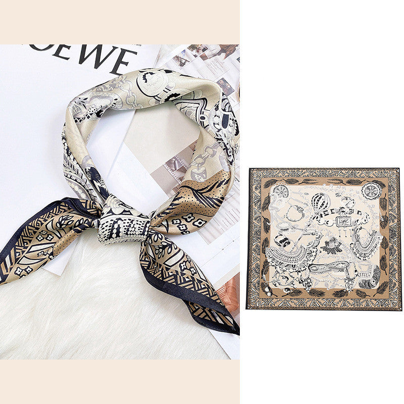 Women's Fashionable Mulberry Silk Scarf – Elegant Printed Square Wrap (70x70cm)