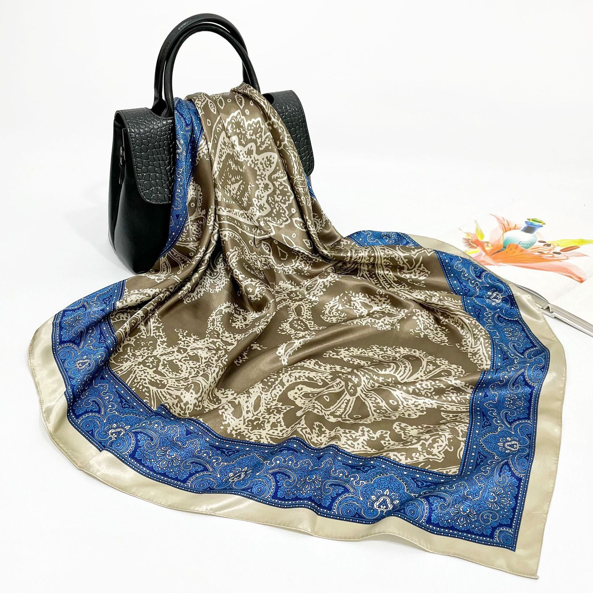 Elegant 90cm Silk Square Scarf – Lightweight & Stylish for All Seasons