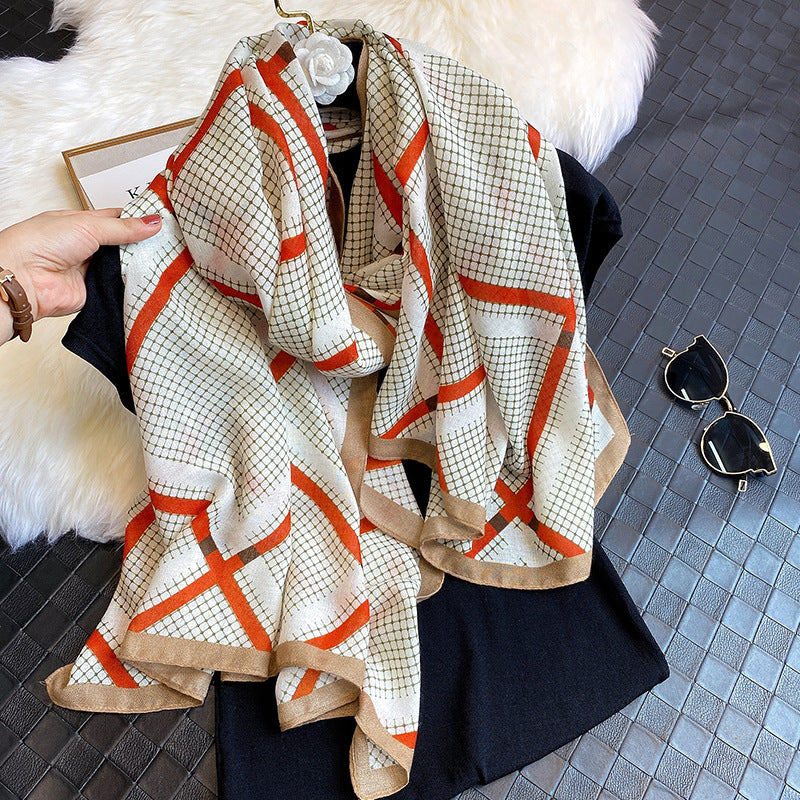 Women's Winter Korean Style Rhombus Scarf – Elegant & Cozy
