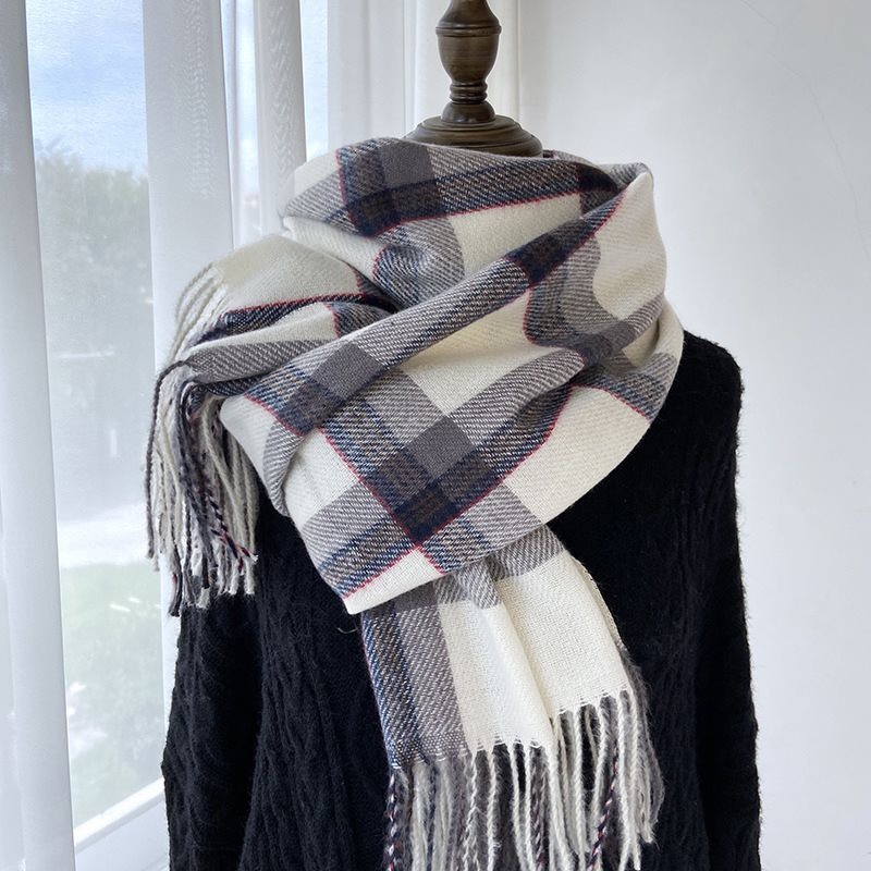 Women's Plaid Winter Scarf – Soft Cashmere-Feel Wrap (180x70cm)