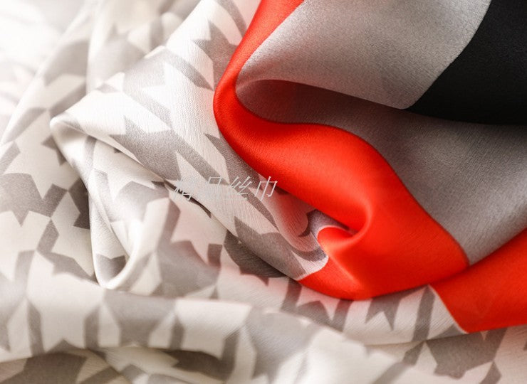 Houndstooth Imitated Silk Scarf – Chic & Elegant