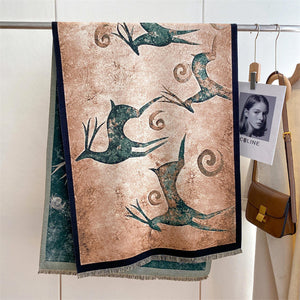 Women's Ethnic Style Winter Scarf – Warm & Cozy Jacquard Wrap (190x65cm)